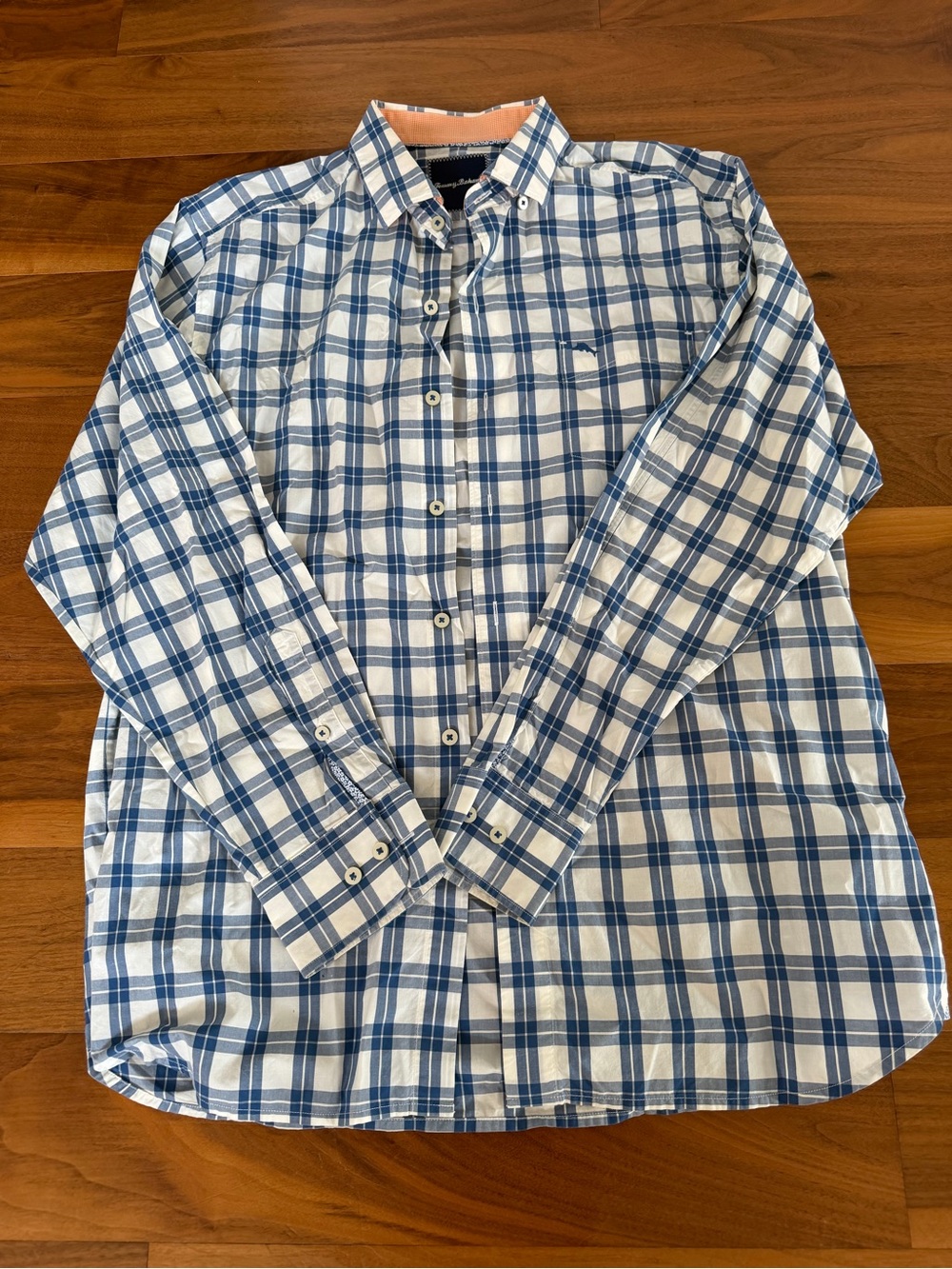 Tommy Bahama White and Blue Checked Button-Down Shirt